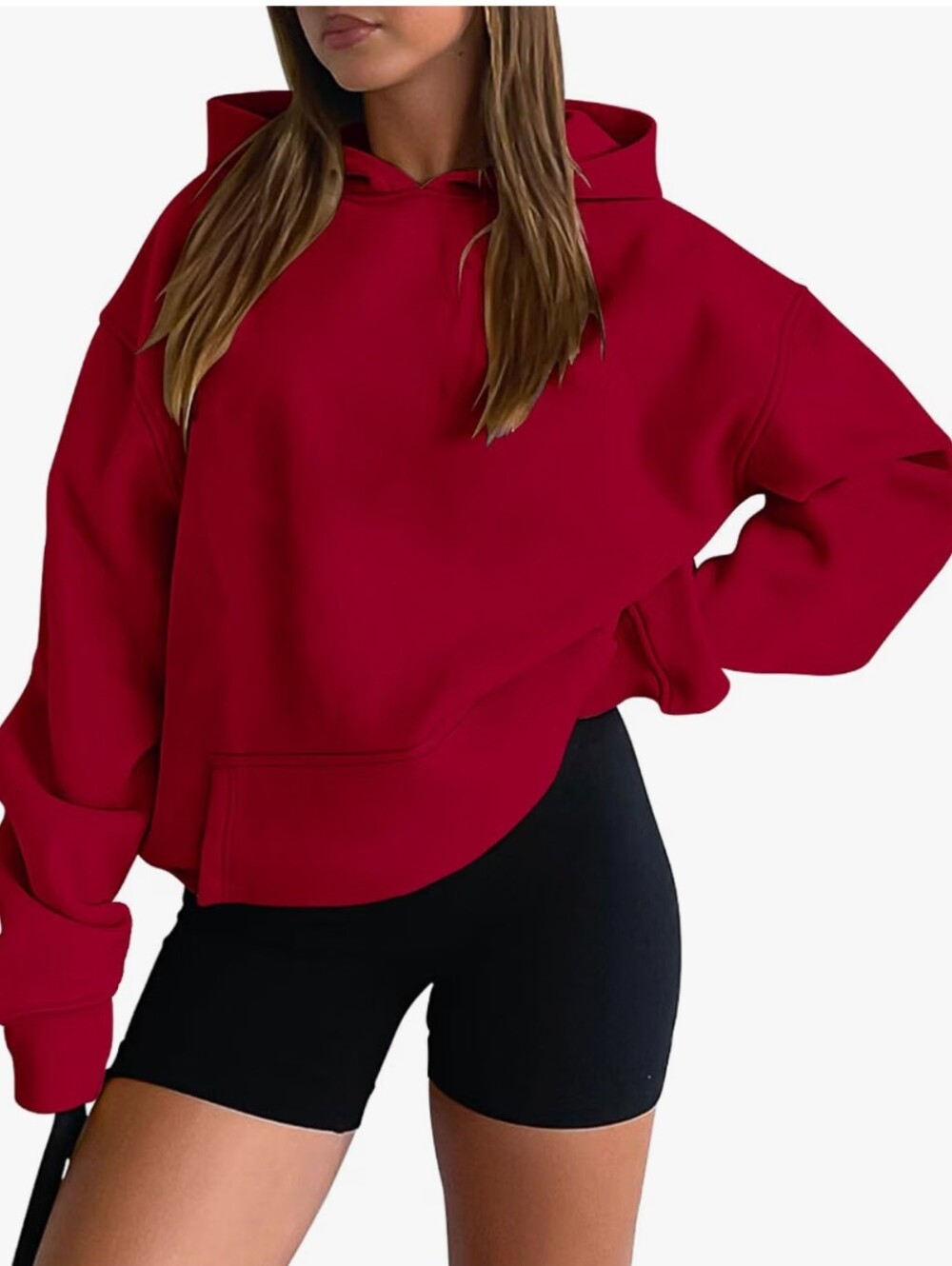Women Hoodies Casual Pullover Long Sleeve Sweatshirt Kangaroo Pocket Drop Should